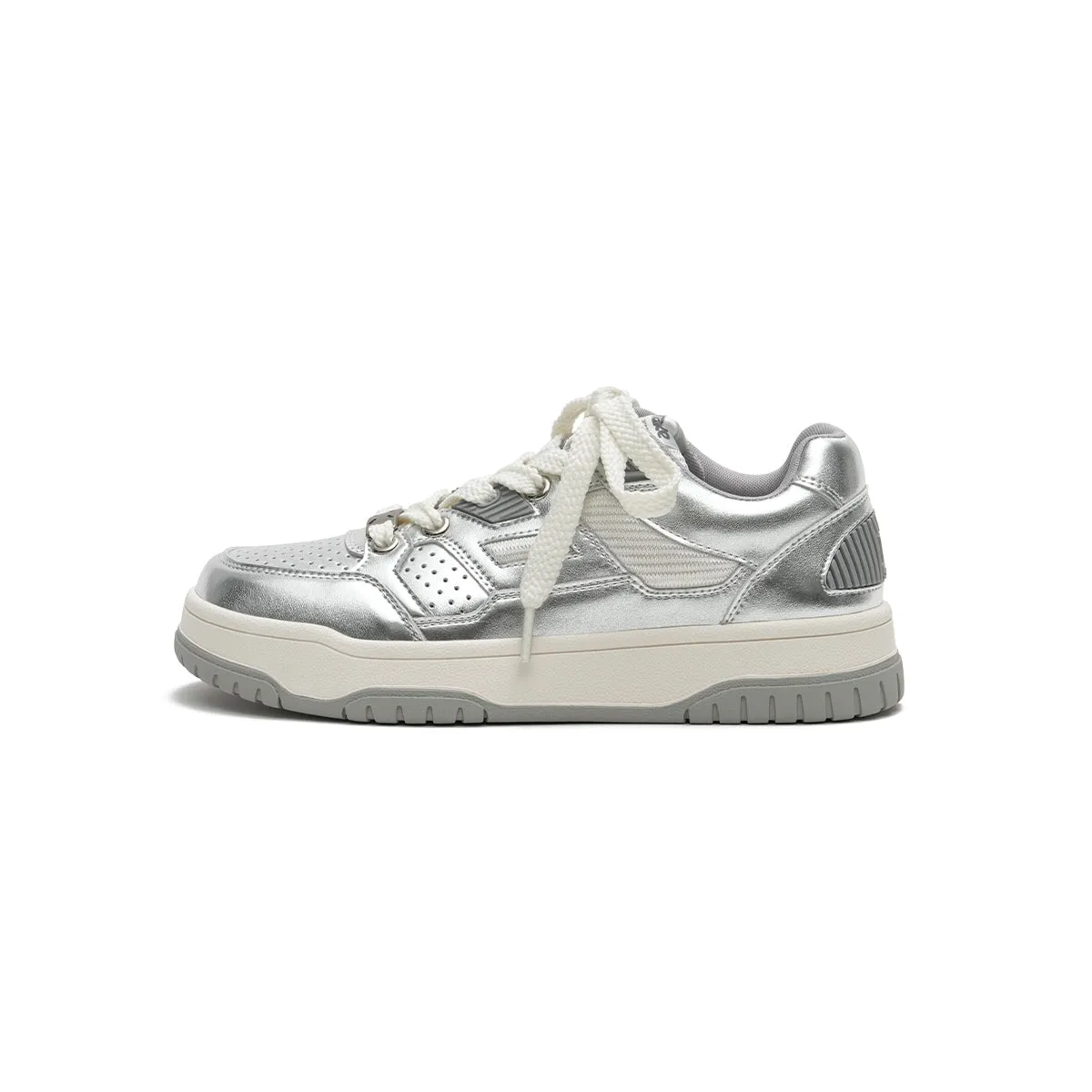 Versatile Silver Tennis Sneakers