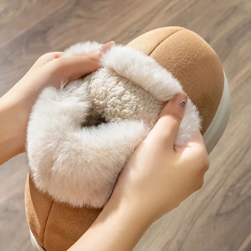 Warm Cozy Plush Fluffy Fur Slip-on Suede Snow Boots