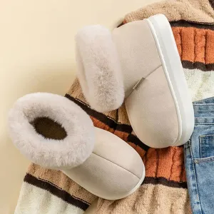 Warm Cozy Plush Fluffy Fur Slip-on Suede Snow Boots