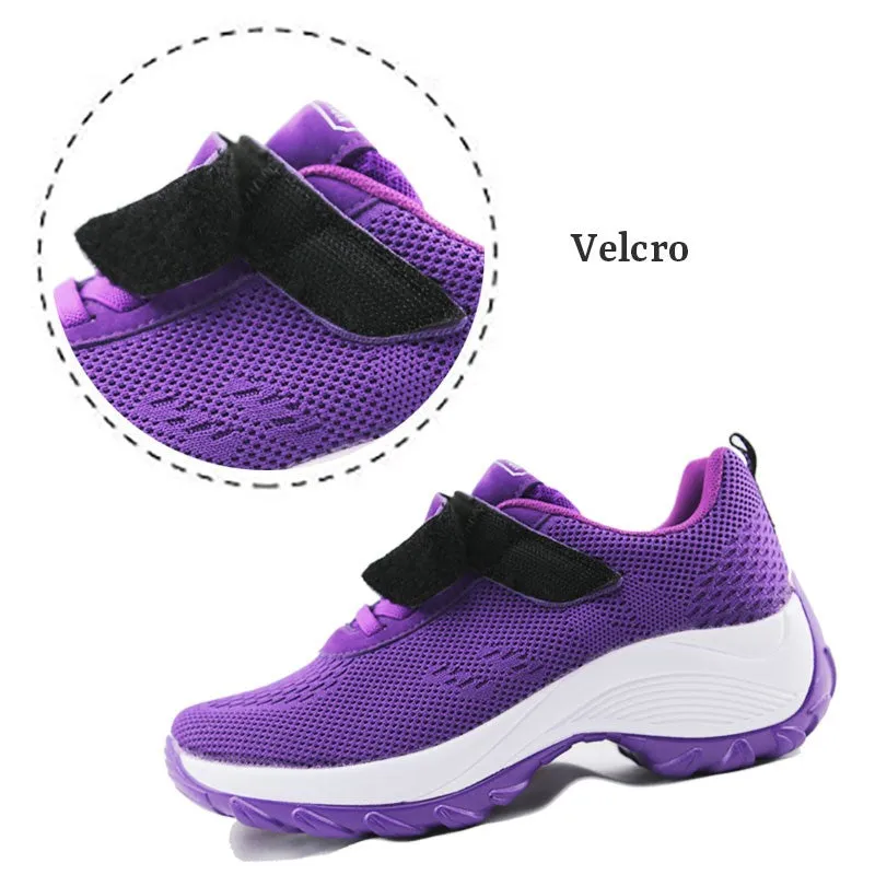 Women's Comfortable Woven Knit Sneakers  rubber